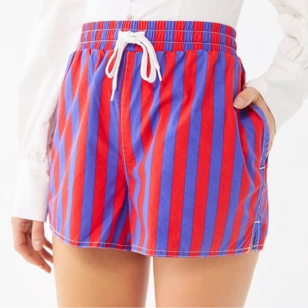 Urban Outfitters Red & Blue Striped Athletic Shorts